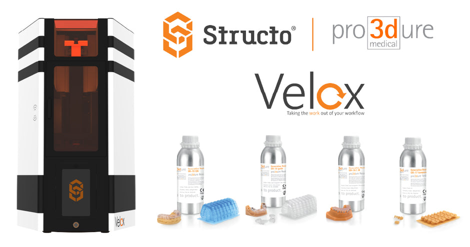 Structo announces partnership with German 3D printing materials manufacturer, pro3dure. Extending range of applications in the Velox ecosystem.